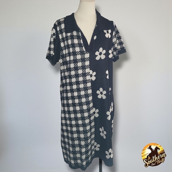 Cato Dresses & Skirts - CATO - 18/20 B&W Above Knee Sweater Dress / Tunic